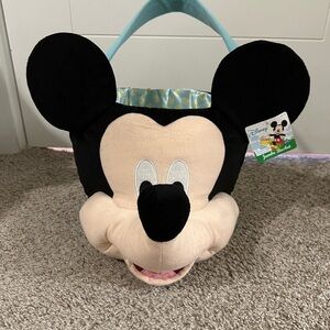 Disney Mickey Mouse Plush Basket - Black and Cream